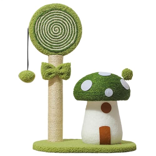 Pilzkatzenturm, mehrstufiger Kletterbaum, Sisal Scratch Post, gemütlicher Plüschbarsch, robuster Build, 14.76x11.22x21,26 Zoll, für Katzen und Kätzchen ideal für Indoor-Spielen & Ruhe von lwxij