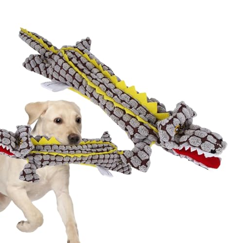 lyanny Quietschendes Plüschspielzeug für Hunde,Quietschendes Plüschspielzeug für Haustiere,Unzerstörbares Robustes Krokodilspielzeug | Unzerstörbar und robust, süßes Stofftier für aggressive Kauer, von lyanny