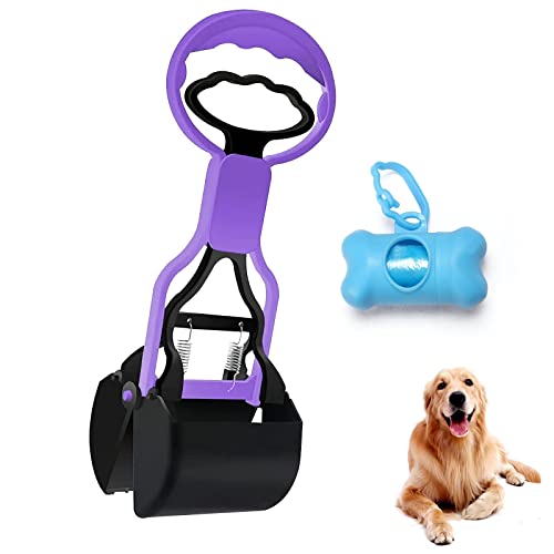 lylqmy Pet Dog Pooper Scooper, Walking Poo Remover Grabber Picker for Outdoor/Indoor Cat and Dog Animal Waste, With Poop Bag Dispenser and Waste Bag (Purple) von lylqmy