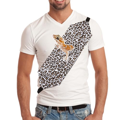 Verstellbare Bartdrachen-Tragetasche, Eidechsen und Reptilien-Tragetuch, für Outdoor-Reisen, kleine Tiertasche, sicher, atmungsaktiv, verhindert Herunterfallen (Leopard) von lymikkl