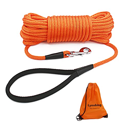 lynxking Hundeleine Schleppleine für Hunde Reflektierend Trainingsleine 15m Ausbildungsleine mit Karabinerhaken Nylon Lange Seil für kleine, mittelgroße große Hunde mit Griff von lynxking