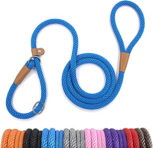 lynxking Schleppleine für Hunde Hundeleine Retrieverleine Führleine Zugleine für kleine mittelgroße große Hunde (Blue, Zugstopp-1.3cm x 150cm) von lynxking