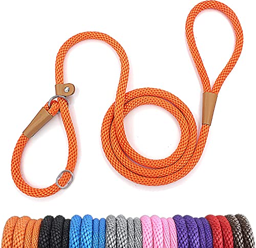 lynxking Schleppleine für Hunde Hundeleine Retrieverleine Führleine Zugleine für kleine mittelgroße große Hunde (Orange, Zugstopp-1.3cm x 240cm) von lynxking