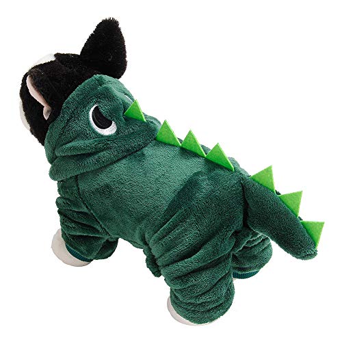 Dinosaurier-Kostüm für Hund und Katze, Pet Dino Hoodie Kleidung Wintermantel mit Kapuze für Kleine Hunde Welpen(M) von lyrlody