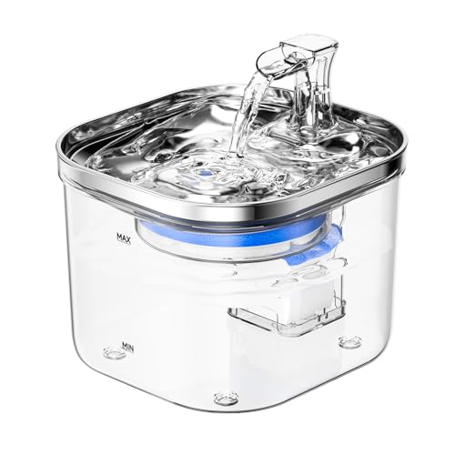 Katzenbrunnen, WF040 304 Halbrostfreier Stahl intelligenter Induktions-Wasserspender für Haustiere, 2 l/67 oz 5V Wasserpumpe 5-Schicht-Umwälzfiltration USB-Aufladung (ohne von lyrlody