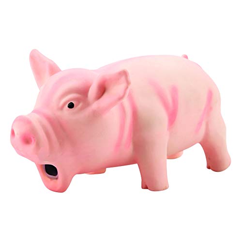 lyrlody Quietschendes Schwein-Spielzeug aus Latex, Zahnreinigung, Interaktives Quietschendes Spielzeug, Niedliches Interaktives Schwein, Hundespielzeug, Kau-Quietsch-Spielzeug, 16 × 8 × 8 cm(Rosa) von lyrlody