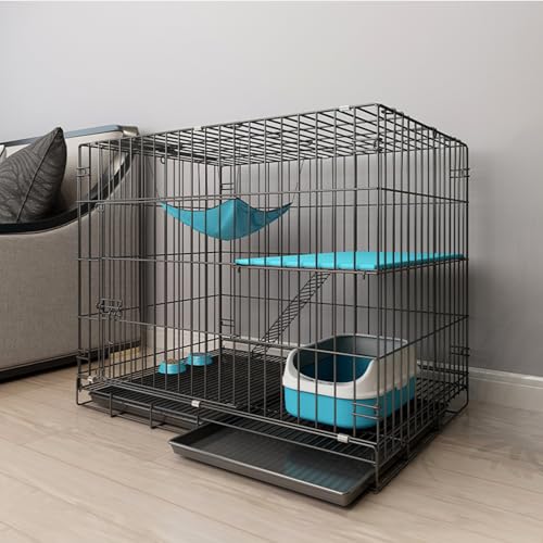 2-stöckiger Katzenkäfig für Den Innenbereich, Katzengehege Outdoor Aus Metall, für Katzen, Frettchen, Chinchillas Und Kleintiere(Black,23.6in/60cm) von lyxamjrzyp