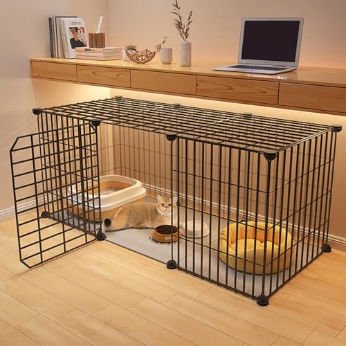 Katzenkäfig Für Den Innenbereich, Kleintierkäfig Aus Metalldraht, Familien-Katzenzwinger, Einlagig, Katzengehege Outdoor(Black) von lyxamjrzyp