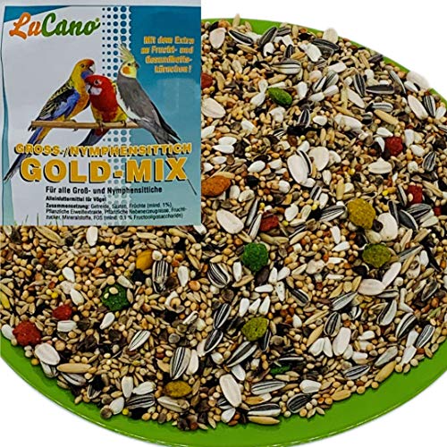 2 kg LuCano Gold Mix mit Früchten für Großsittiche | Nymphensittiche | Vogelfutter von LuCano