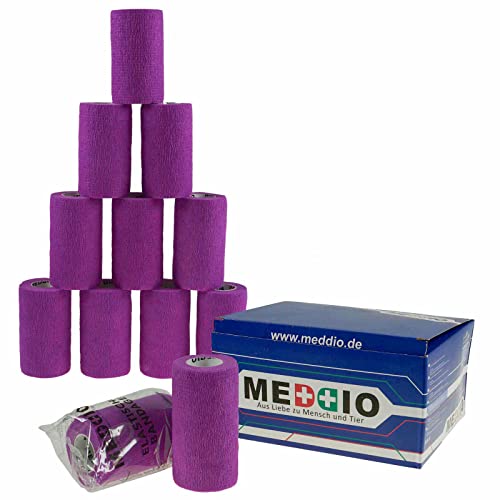 maDDma 12 Haftbandagen Größe+Farbe wählbar - selbsthaftende Bandage Fixierverband selbstklebend, Farbe:Calm Purple, Größe:10cm von maDDma