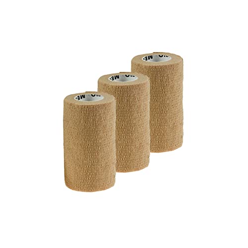 maDDma 1/3/6 Haftbandagen Größe+Farbe wählbar - selbsthaftende Bandage Fixierverband selbstklebend, Farbe:3 Stück | 10 cm | beige von maDDma