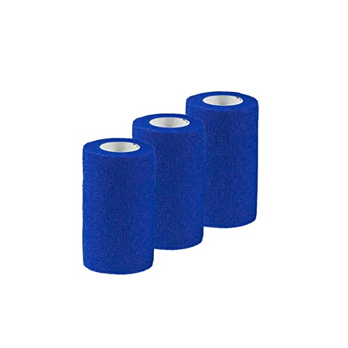 maDDma 1/3/6 Haftbandagen Größe+Farbe wählbar - selbsthaftende Bandage Fixierverband selbstklebend, Farbe:3 Stück | 10 cm | blau von maDDma