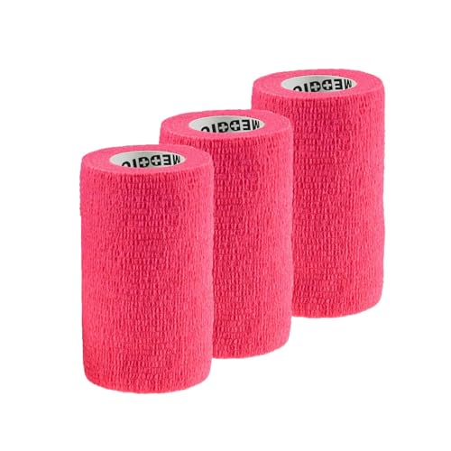 maDDma 1/3/6 Haftbandagen Größe+Farbe wählbar - selbsthaftende Bandage Fixierverband selbstklebend, Farbe:3 Stück | 10 cm | neonpink von maDDma