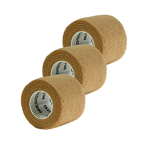 maDDma 1/3/6 Haftbandagen Größe+Farbe wählbar - selbsthaftende Bandage Fixierverband selbstklebend, Farbe:3 Stück | 5 cm | beige von maDDma