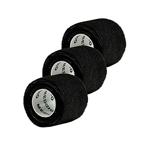 maDDma 1/3/6 Haftbandagen Größe+Farbe wählbar - selbsthaftende Bandage Fixierverband selbstklebend, Farbe:3 Stück | 5 cm | schwarz von maDDma