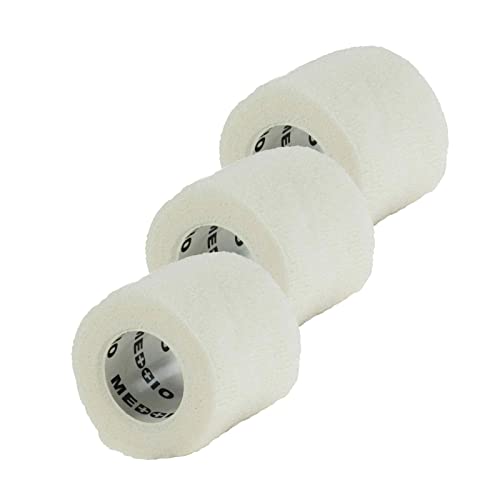 maDDma 1/3/6 Haftbandagen Größe+Farbe wählbar - selbsthaftende Bandage Fixierverband selbstklebend, Farbe:3 Stück | 5 cm | weiß von maDDma