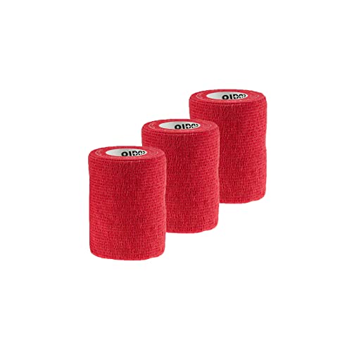 maDDma 1/3/6 Haftbandagen Größe+Farbe wählbar - selbsthaftende Bandage Fixierverband selbstklebend, Farbe:3 Stück | 7.5 cm | rot von maDDma