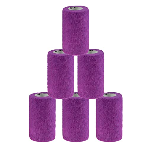 maDDma 1/3/6 Haftbandagen Größe+Farbe wählbar - selbsthaftende Bandage Fixierverband selbstklebend, Farbe:6 Stück | 10 cm | Fuchsia von maDDma