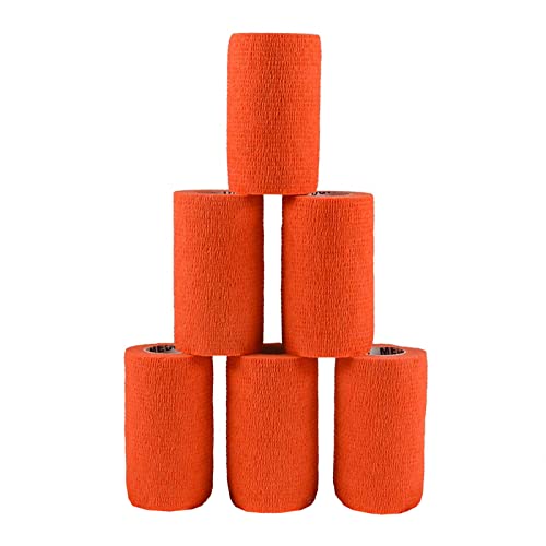 maDDma 1/3/6 Haftbandagen Größe+Farbe wählbar - selbsthaftende Bandage Fixierverband selbstklebend, Farbe:6 Stück | 10 cm | Neonorange von maDDma