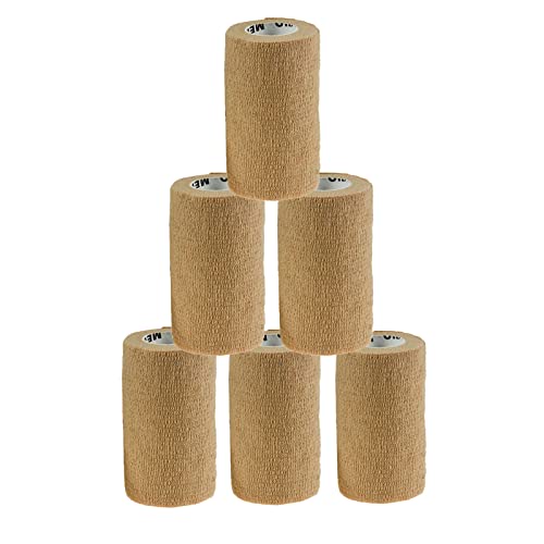 maDDma 1/3/6 Haftbandagen Größe+Farbe wählbar - selbsthaftende Bandage Fixierverband selbstklebend, Farbe:6 Stück | 10 cm | beige von maDDma