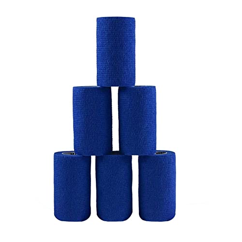 maDDma 1/3/6 Haftbandagen Größe+Farbe wählbar - selbsthaftende Bandage Fixierverband selbstklebend, Farbe:6 Stück | 10 cm | blau von maDDma