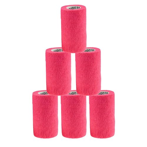 maDDma 1/3/6 Haftbandagen Größe+Farbe wählbar - selbsthaftende Bandage Fixierverband selbstklebend, Farbe:6 Stück | 10 cm | neonpink von maDDma