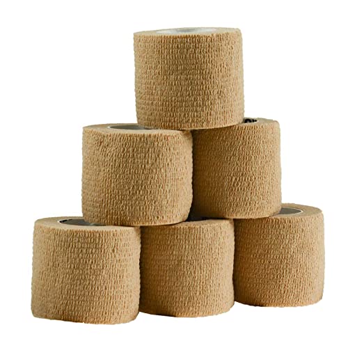 maDDma 1/3/6 Haftbandagen Größe+Farbe wählbar - selbsthaftende Bandage Fixierverband selbstklebend, Farbe:6 Stück | 5 cm | beige von maDDma