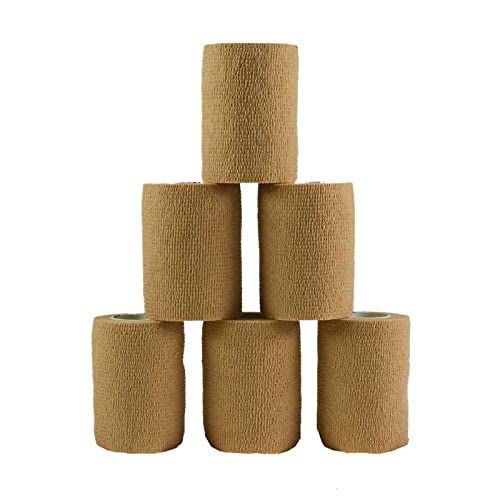 maDDma 1/3/6 Haftbandagen Größe+Farbe wählbar - selbsthaftende Bandage Fixierverband selbstklebend, Farbe:6 Stück | 7.5 cm | beige von maDDma