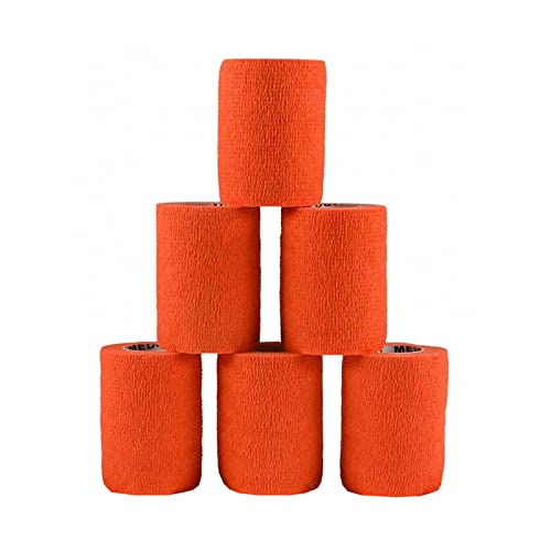 maDDma 1/3/6 Haftbandagen Größe+Farbe wählbar - selbsthaftende Bandage Fixierverband selbstklebend, Farbe:6 Stück | 7.5 cm | orange von maDDma