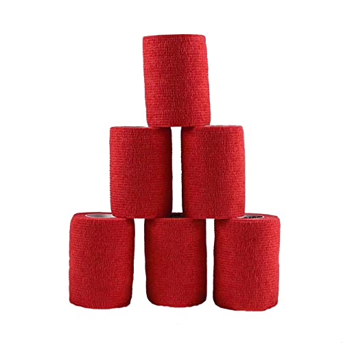 maDDma 1/3/6 Haftbandagen Größe+Farbe wählbar - selbsthaftende Bandage Fixierverband selbstklebend, Farbe:6 Stück | 7.5 cm | rot von maDDma