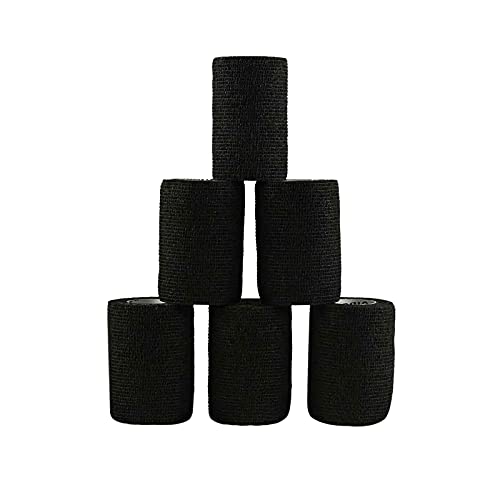 maDDma 1/3/6 Haftbandagen Größe+Farbe wählbar - selbsthaftende Bandage Fixierverband selbstklebend, Farbe:6 Stück | 7.5 cm | schwarz von maDDma