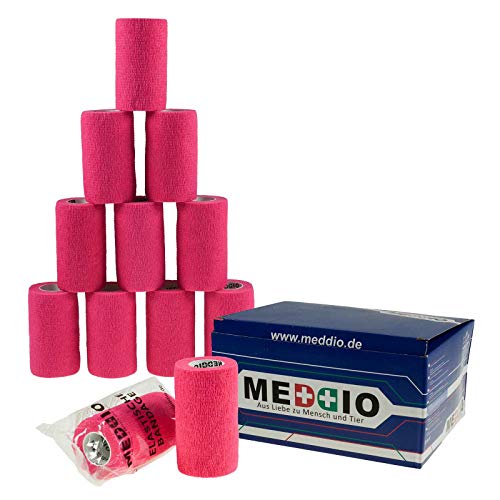 maDDma 12 Haftbandagen Größe+Farbe wählbar - selbsthaftende Bandage Fixierverband selbstklebend, Farbe:pink Energy, Größe:10cm von maDDma