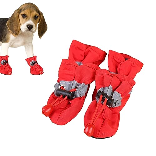 macto Hundestiefel, 4 Stück Haustierschuhe für heißes Pflaster, Hundestiefel und Pfotenschutz, wasserdichter Hundepfotenschutz mit verstellbarem Kordelzug, Hundeschuhe für heißes Pflaster von macto