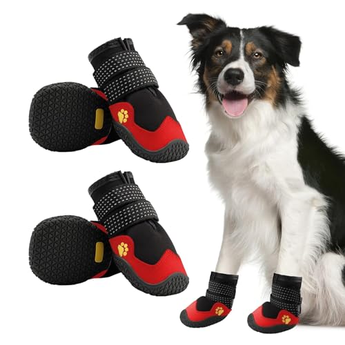 Regenstiefel für Hunde, 4 Stück, wasserdicht, verstellbar, Pfotenstiefel, bequeme Outdoor-Schuhe für Hunde, Pfotenschutz für Hunde, atmungsaktiv, waschbar, Stiefel für Hunde von maddd