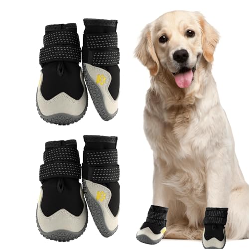 Regenstiefel für Hunde, 4 Stück, wasserdicht, verstellbar, Pfotenstiefel, bequeme Outdoor-Schuhe für Hunde, Pfotenschutz für Hunde, atmungsaktiv, waschbar, Stiefel für Hunde von maddd