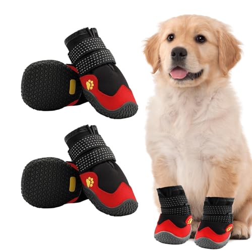 Regenstiefel für Hunde, 4 Stück, wasserdicht, verstellbar, Pfotenstiefel, bequeme Outdoor-Schuhe für Hunde, Pfotenschutz für Hunde, atmungsaktiv, waschbar, Stiefel für Hunde von maddd