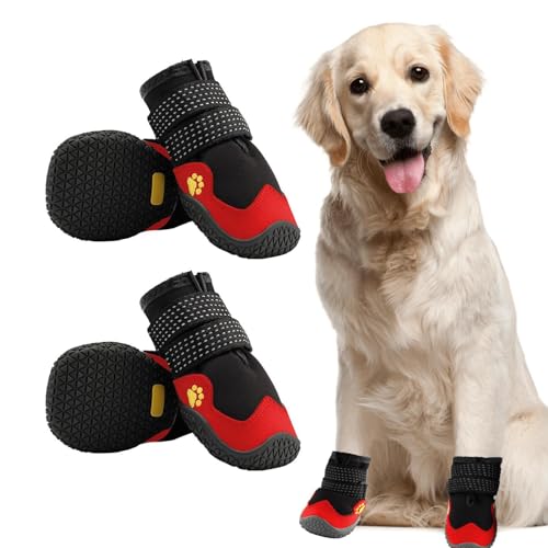 Regenstiefel für Hunde, 4 Stück, wasserdicht, verstellbar, Pfotenstiefel, bequeme Outdoor-Schuhe für Hunde, Pfotenschutz für Hunde, atmungsaktiv, waschbar, Stiefel für Hunde von maddd