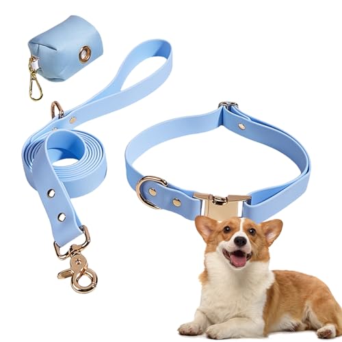 maddd Set aus Hundehalsband und Leine, Hundeleine und Hundehalsband | Halsbänder und Leinen für Haustiere - Passendes Set aus Hundehalsband und Leine mit Kotbeutelhalter für kleine und mittelgroße von maddd