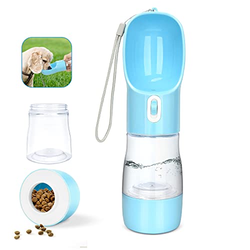 madeking Hunde Wasserflasche Tragbare Haustier Wasserflasche Auslaufsicher Hund Wasserspender und Futter, Multifunktionaler Outdoor Wasser- & Futternapf für Hunde und Katzen (Bule) von madeking