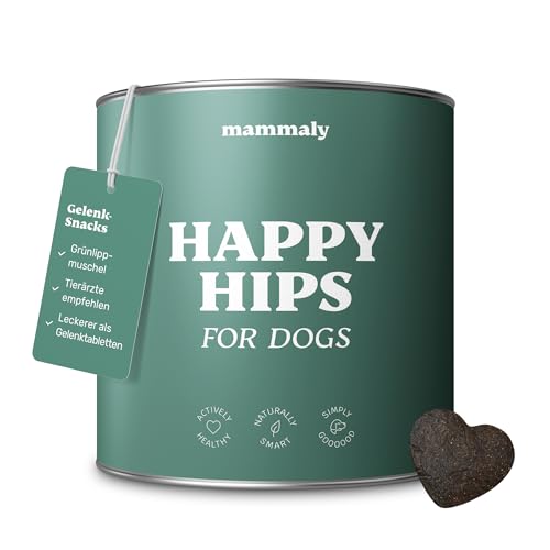mammaly für Hunde Happy HIPS Gelenk Snacks mit Grünlippmuschel Hund, Alternative zu Gelenktabletten Hund oder Grünlippmuschel Kapseln, Unterstützt Knochen und Gelenke, NEUES Rezept ca. 110 Snacks von mammaly