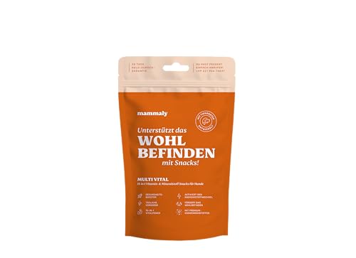 mammaly - 15 in 1 Multivitamin Komplex für Hunde - Multi Vital 110g 30 Leckerli - Omega 3, Vitamin B, C, A, D3, E Snacks - Leckerlies für Hund - Unterstützt Immunsystem, Vitalität, Gehirnfunktion von mammaly