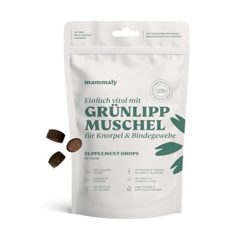 mammaly Grünlippmuschel-Drops Hundeleckerli 110g – Gelenktabletten für Hunde (unterstützt Arthrose-, Gelenk- & Knochenschutz) Leckere Snacks von mammaly