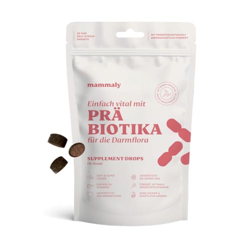 mammaly Probiotika-Drops für Hunde 110g - Verdauungssnacks für Magen Darmflora Aufbau (bei Durchfall, Sodbrennen & Gras fressen) Alternative-Leckerlie zu Heilerde, Kohletabletten als leckere Snacks von mammaly