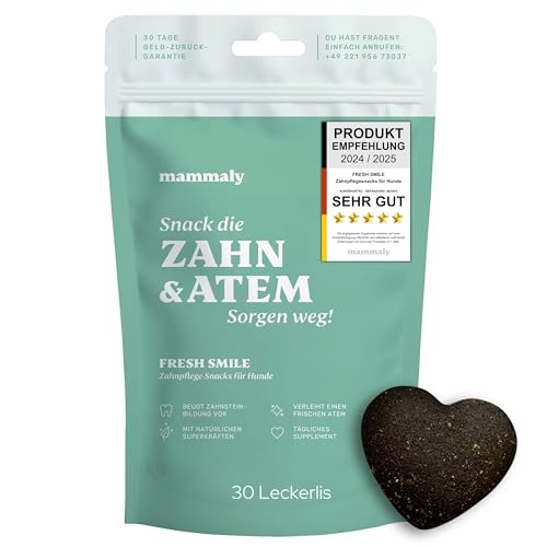 mammaly Zahnpflege Hunde Leckerli gegen Mundgeruch Fresh Smile Snacks Pfefferminz, Petersilie & Probiotika von mammaly