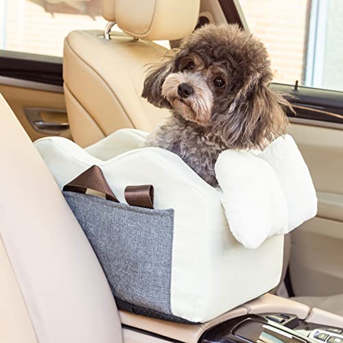 Hunde-Autositz für kleine Hunde, Mittelkonsole, Sitzerhöhung für Auto, Welpen, Autositz für kleine Hunde (Beige) von matsofamic