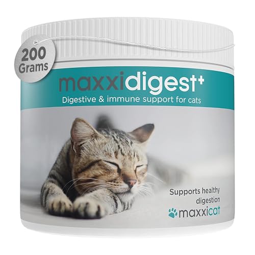 maxxicat – maxxidigest+ Probiotika, Präbiotika & Verdauungsenzyme für Katze – Fortschrittliche Unterstützung für die Verdauung und Das Immunsystem von Katzen – Kein GMO-Pulver - Pulver 200 g von maxxipaws