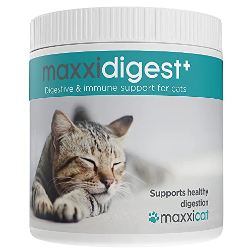 maxxicat – maxxidigest+ Probiotika, Präbiotika & Verdauungsenzyme für Katze – Fortschrittliche Unterstützung für die Verdauung und das Immunsystem von Katzen – Kein GMO-Pulver - Pulver 90 g von maxxipaws