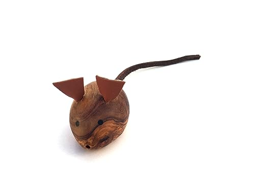 medina mood Maus Spielmaus für Katzen Kater Katzenspielzeug Handgefertigt aus Olivenholz und Leder. von medina mood