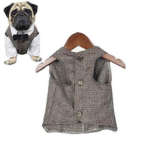 Meioro Hundekleidung Haustier Plaid Anzug Hund Smoking Kostüme, formelle Gentleman Bekleidung Weste, Hochzeit Party Geburtstag Tragen Französische Bulldogge Mops Teddy Corgi Pomeranian Terrier Welpe von meioro