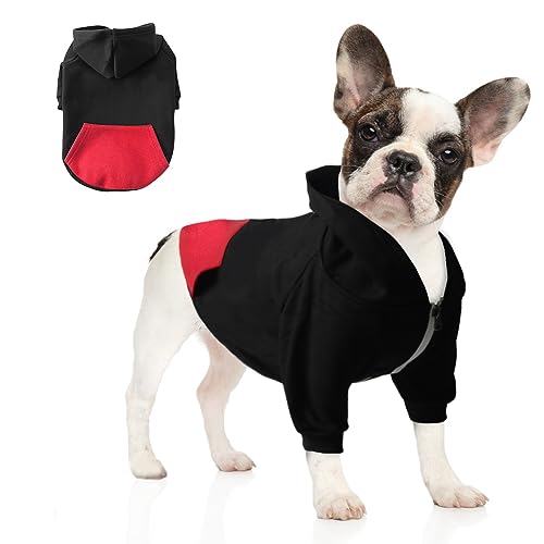 meioro Hunde Kapuzenpullis Warm Hundebekleidung Reißverschluss Hundekleidung Nette Haustier Hoodies (L, Schwarz) von meioro